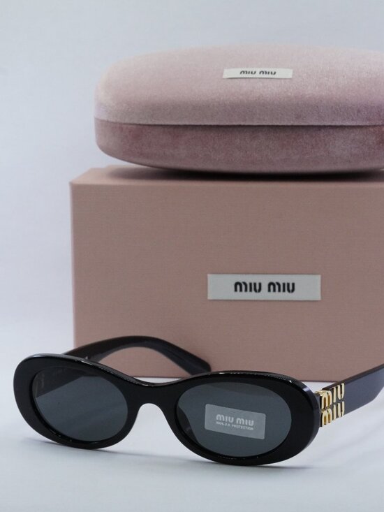 Miu Miu MU06ZS 1AB5S0 Oval Sunglasses - Black / Grey main image 8